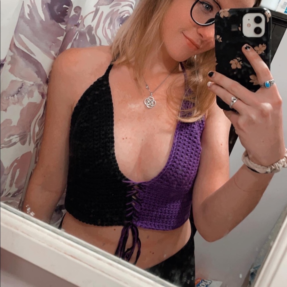 Two toned handmade crocheted crop top